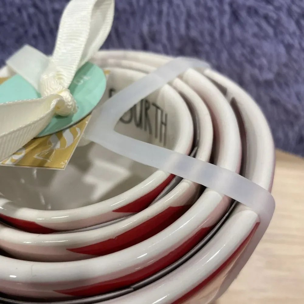 RARE 2024 Rae Dunn‎ Pink Candy Cane Christmas Measuring Cups, NEW!